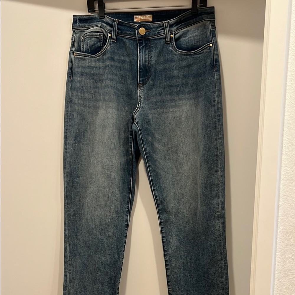 Kut from the Kloth Sienna Baggy Boyfriend Crop- Classic Blue Denim Jeans